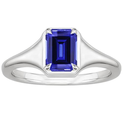 Emerald Solitaire Ring Sri Lankan Sapphire 3 Carats