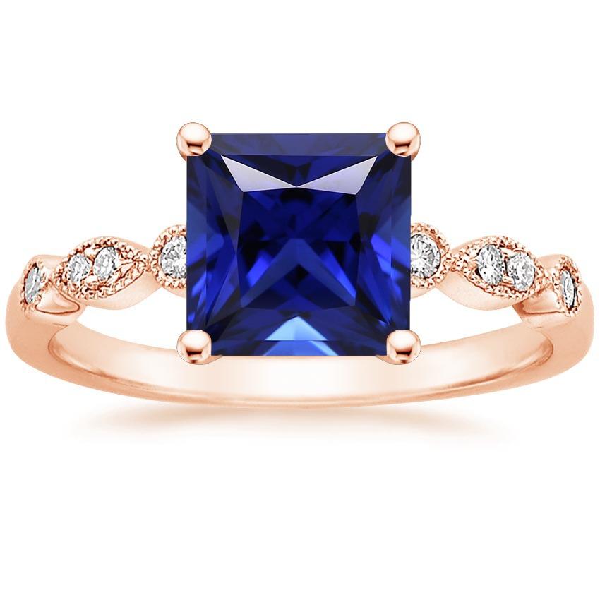 Engagement Ring Princess Sapphire Sri Lankan and Diamonds 5.25 Carats