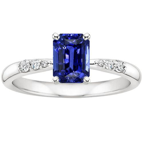 Engagement Ring with Accents Ceylon Sapphire & Diamond 3.50 Carats
