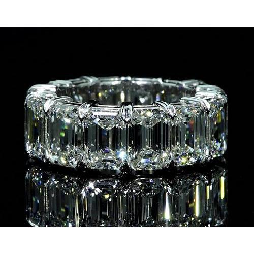 Eternity Band 11.20 Carats Emerald Cut White Gold 14K New