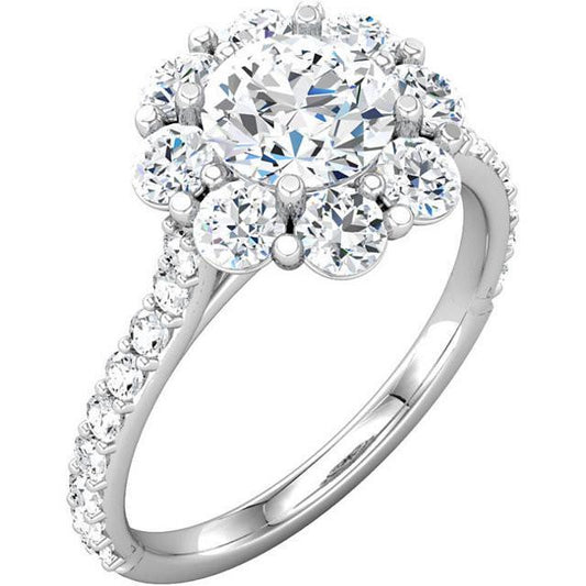 natural round diamond 3.07ct ring front view