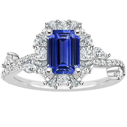 Flower Style Ring Emerald Sri Lankan Sapphire & Diamond 5 Carats