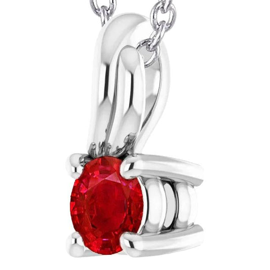 Four Prong Round Ruby Pendant 1 Carat