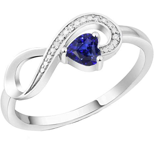 Gemstone Blue Sapphire Ring Diamonds Infinity Style 1.25 Carats