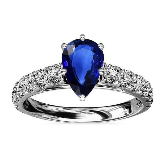 Gemstone Ceylon Sapphire Engagement Ring & Diamonds 3 Carats Gold