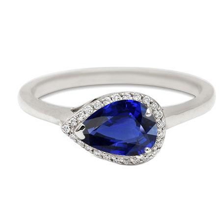 Gemstone Halo Sapphire Ring Pear Cut 2.50 Carats Round Diamond Jewelry