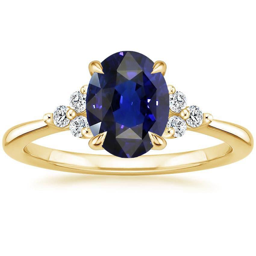 Gemstone Solitaire With Accents Ring Deep Blue Sapphire 3.50 Carats
