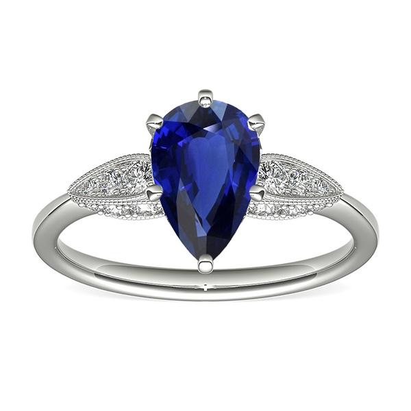Gold Diamond Ring Pear Cut Srilanka 3.50 Carats