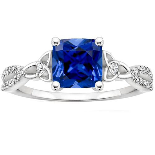 Gold Diamond Ring Sri Lankan Sapphire With Accents 2.75 Carats New