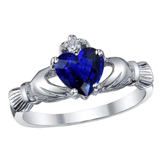 Gold Gemstone Ring Heart Ceylon Sapphire 2.25 Carats Diamond Jewelry