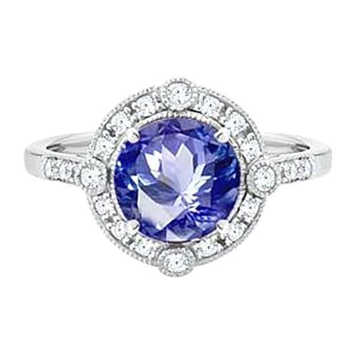 Gorgeous 5.61 Carats Sri Lanka Sapphire Round And Diamond Gold Ring