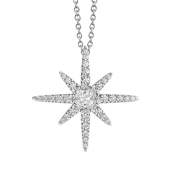 Halo Diamond Pendant Star Style Round & Cushion Old Miner 3 Carats