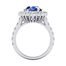 Halo Gemstone Ring Pear Blue Sapphire Gold Womens Jewellery 8 Carats