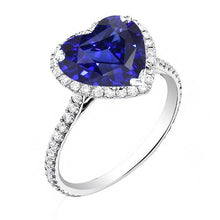 Halo Heart Ceylon Sapphire Engagement Ring 4.50 Carats Diamond Jewelry