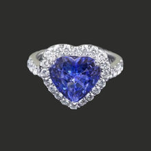 Heart Cut Tanzanite And Round Diamond Ring 2.10 Ct 14K Gold