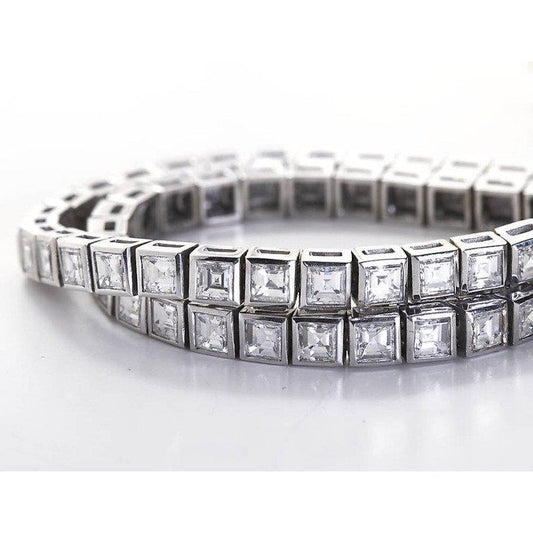 Jewellery Princess Cut 12 Ct Natural Earth Mined Diamond Tennis Bracelet 14K White Gold