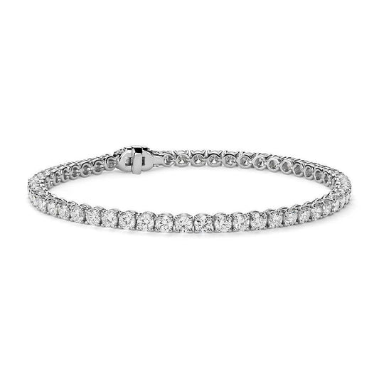 Ladies 5.72 Carats Round Cut Diamonds Tennis Bracelet 14K White Gold
