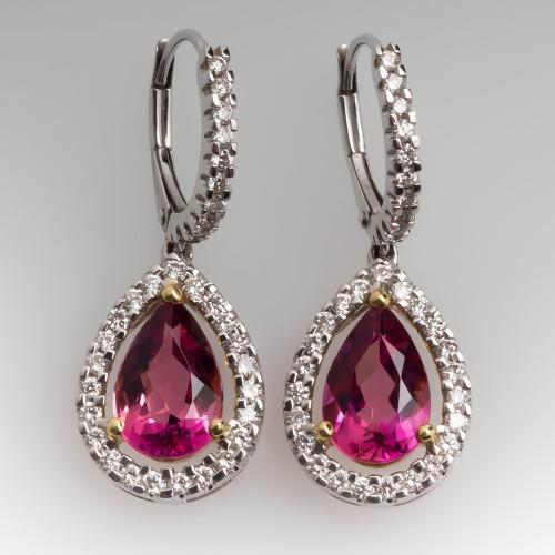 natural round tourmaline 12.50ct earring front view