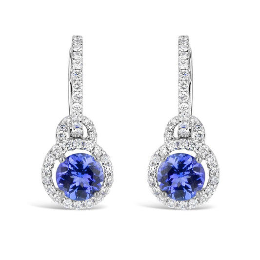Ladies Dangle Earrings 5.50 Carats Tanzanite With Diamonds New