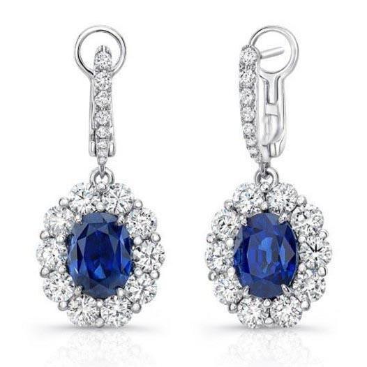 natural round sapphire 6ct earring front view