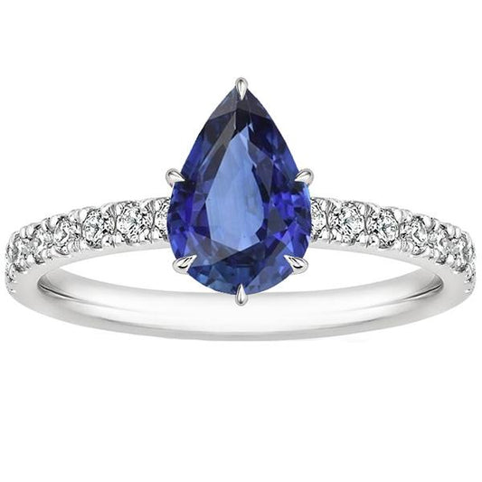Ladies Engagement Ring Blue Sapphire With Diamond Accents 5.50 Carats