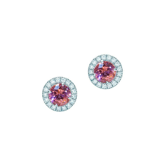 natural round sapphire 4.50ct earring front view