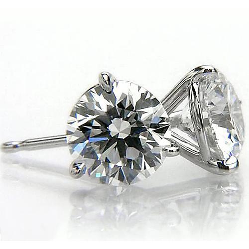 Martini Round Diamond Stud Earrings 1.50 Carats White Gold 14K