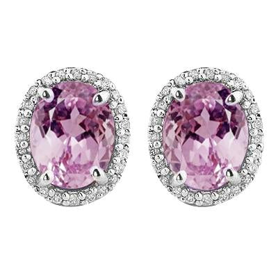 New Oval Cut Kunzite & Diamond Studs White Gold 30.48 Carats
