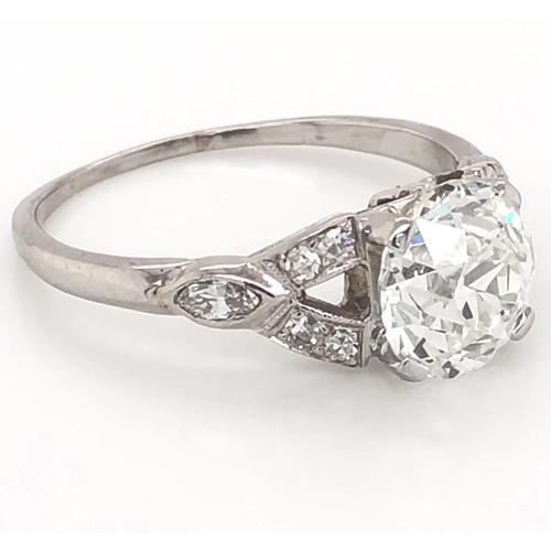 Old Mine Cut Diamond Ring Split Shank 1.60 Carats Women Jewelry