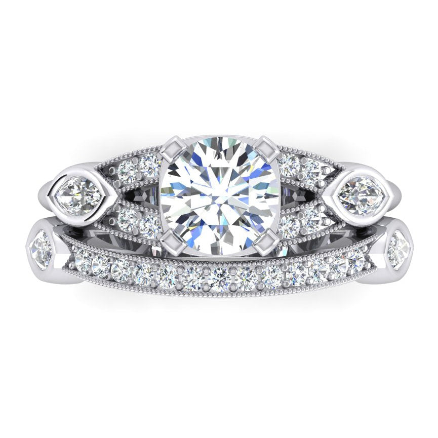 Old Mine Cut Diamond Ring Split Shank 1.60 Carats Women Jewelry