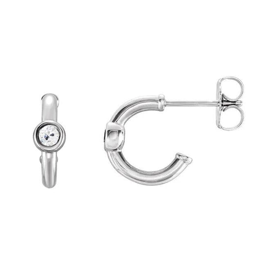 Open Hoop Earrings Old European Diamonds Bezel Set 2 Carats