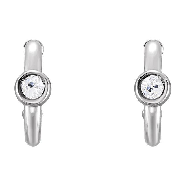 Open Hoop Earrings Old European Diamonds Bezel Set 2 Carats