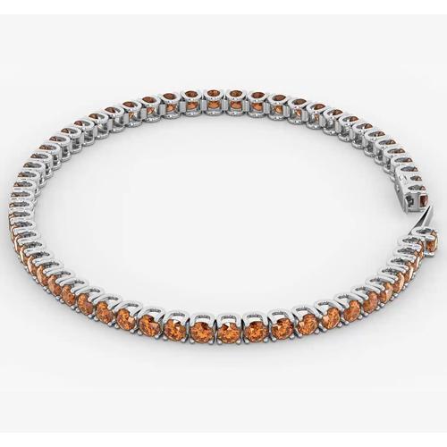 Orange Sapphire Tennis Bracelet Women 5.90 Carats White Gold 14K New