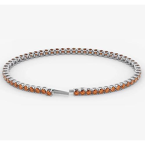 Orange Sapphire Tennis Bracelet Women 5.90 Carats White Gold 14K New