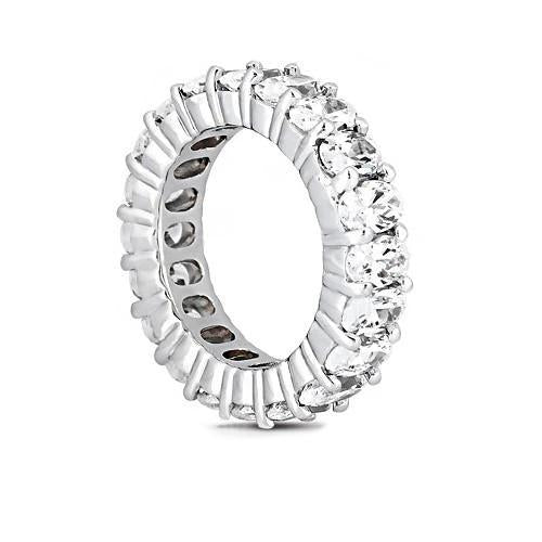 Oval Cut Diamond Eternity Engagement Band 4 Carats White Gold 14K