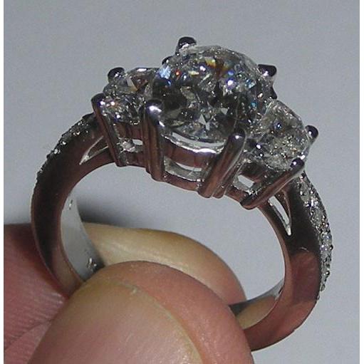 Oval Diamond Engagement Anniversary Ring White Gold 14K 3.50 Carats