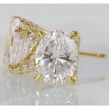 Oval Diamond Studs 2 Carats Yellow Gold