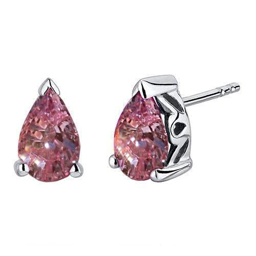 Pear Cut 4.50 Carats Pink Sapphire Women Earrings White Gold 14K