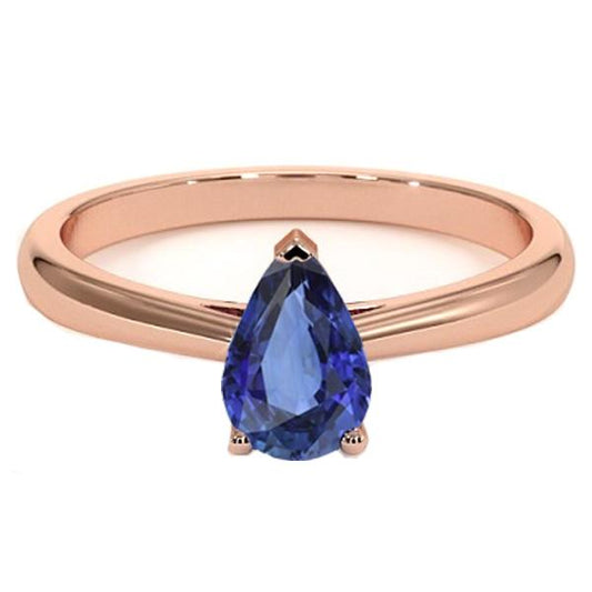Pear Cut Solitaire Ring Rose Gold 1.50 Carats Gemstone Jewelry