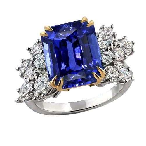 Pear Diamond & Blue Sapphire Anniversary Wedding Ring 4.50 Carats