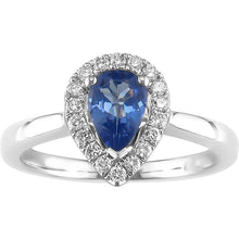Pear Shape Ceylon Sapphire Diamonds Ring 3.30 Ct 14K White Gold 14K