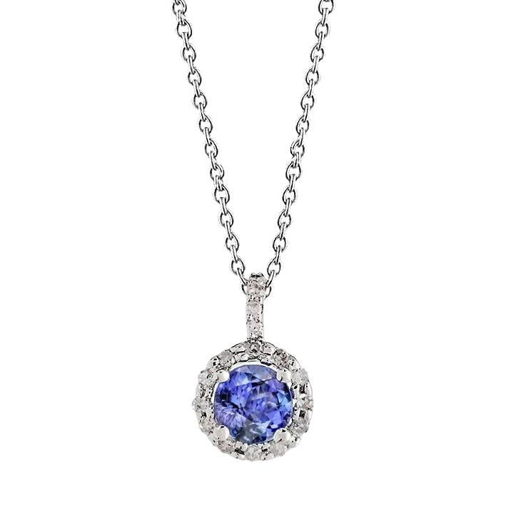 Pendant Necklace 3.50 Carats Brilliant Cut Tanzanite Diamonds