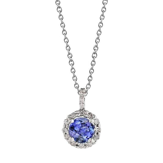 Pendant Necklace 3.50 Carats Brilliant Cut Tanzanite Diamonds