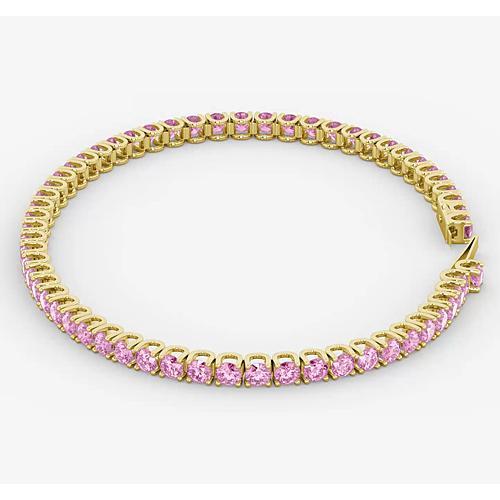 Pink Sapphire Tennis Bracelet 5.90 Carats Women White Gold Jewelry