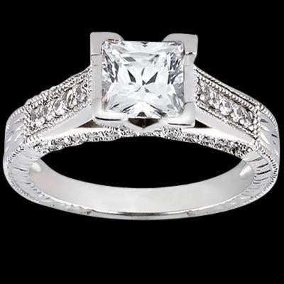 Princess Center Diamond 1.51 Carat Antique Style Engagement Ring