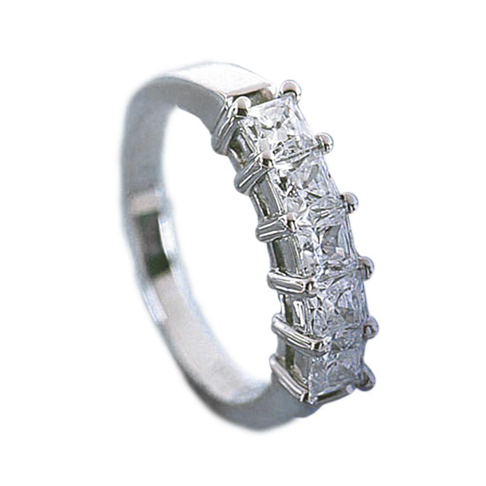 Princess Cut Diamond Ladies Half Eternity Band 2.50 Carat White Gold