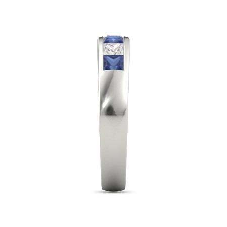 Princess Diamond Blue Sapphire Band 2.50 Carats White Gold 14K