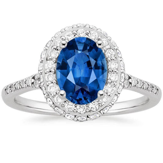 natural round sapphire 3.70ct ring side angle