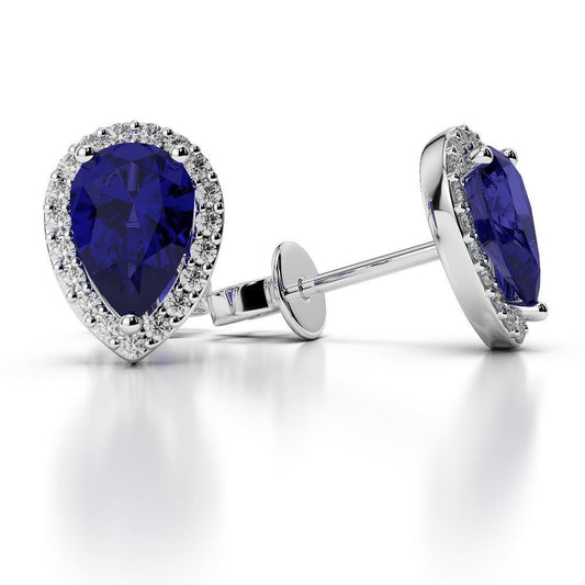 natural round sapphire 5.20ct earring front view