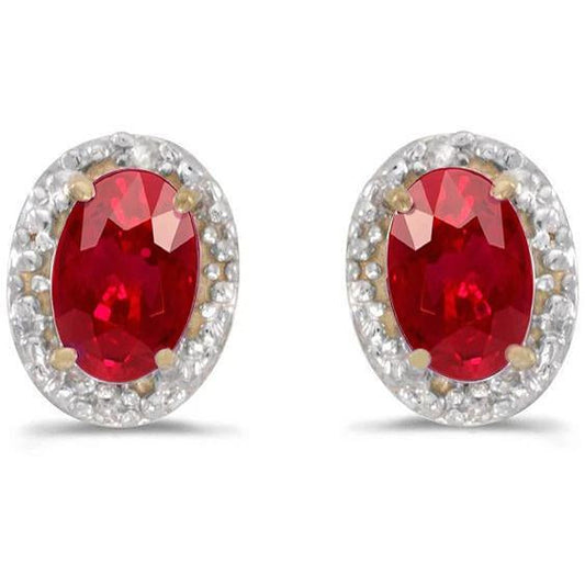 Red Ruby And Diamond Stud Halo Earring Gold Jewelry 4.40 Carats